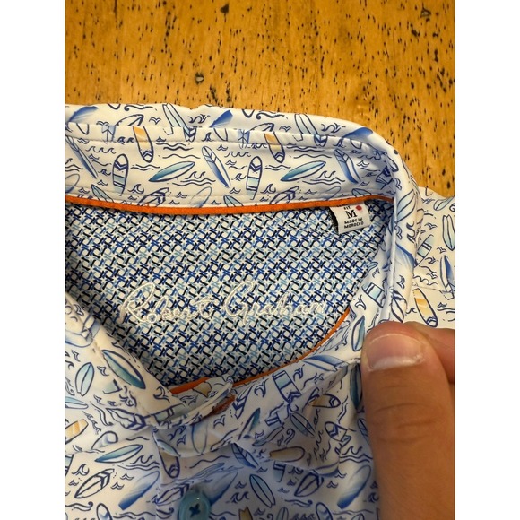 Robert Graham Men's M performance short sleeve button up All Over Print Surf - Picture 3 of 9